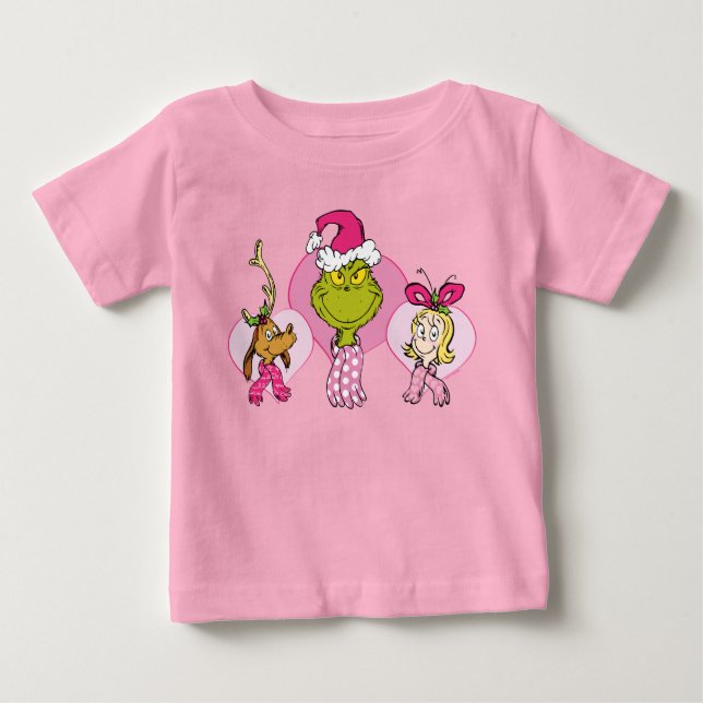 T-shirt Pour Bébé Grinch Crew in Pink Valentine's Portrait (Devant)