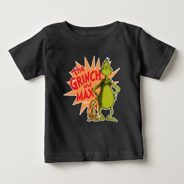 T-shirt Pour Bébé Grinch | Grinch & Max Starburst (Devant)