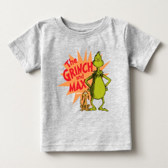 T-shirt Pour Bébé Grinch | Grinch & Max Starburst (Devant)