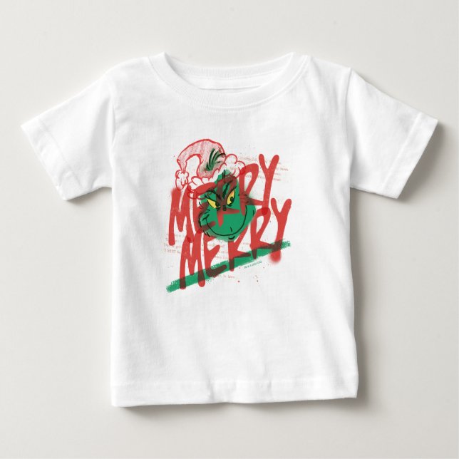 T-shirt Pour Bébé Grinch | Joyeux Grunge Graphique (Devant)