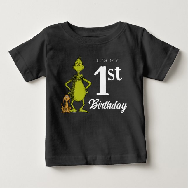 T-shirt Pour Bébé Grinch Tableau Premier Anniversaire (Devant)