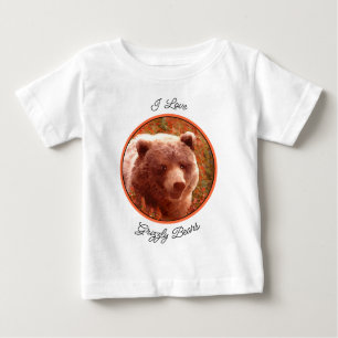 T-shirt Pour Bébé Grizzly Bear Cub dans Fireweed Peinture Art de la