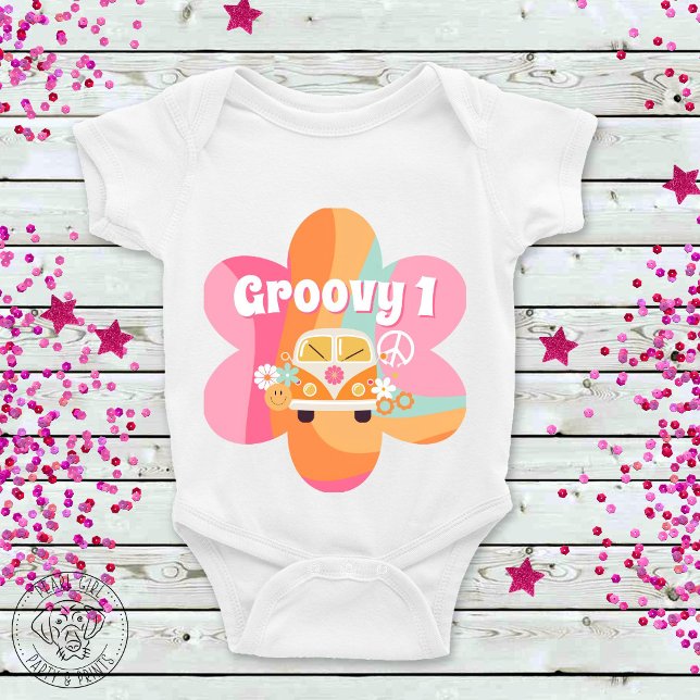T-shirt Pour Bébé Groovy 1er anniversaire (Créateur téléchargé)