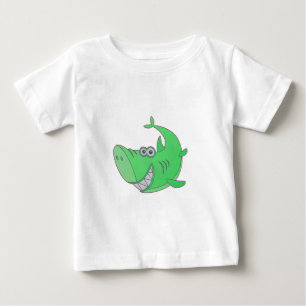 T-shirt Pour Bébé Gros requin caricature vert