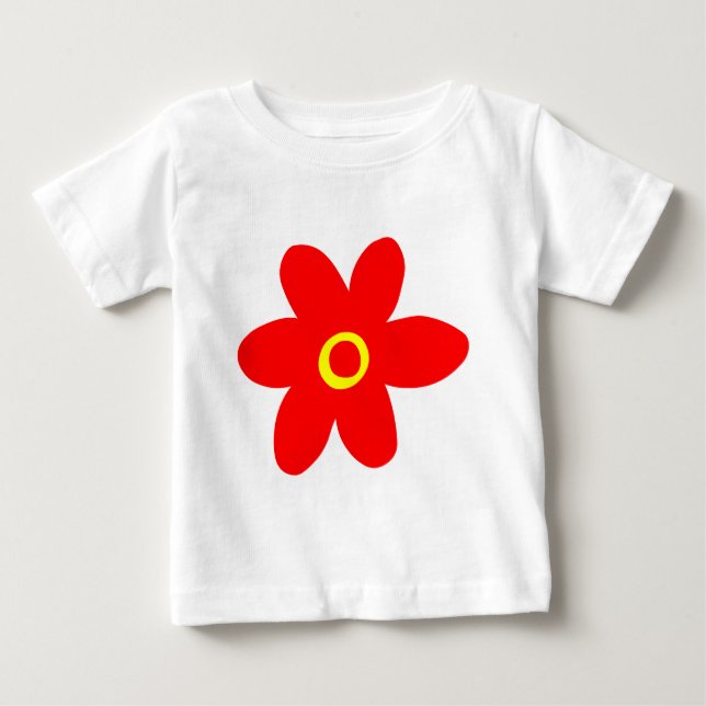 T-shirt Pour Bébé Grosse Fleur Rouge (Devant)