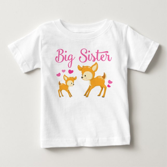 T-shirt Pour Bébé Grosse robe de Soeur Cerf (Devant)