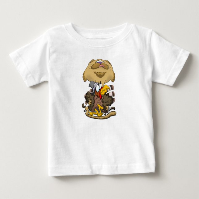 T-shirt Pour Bébé Grosse tête Thanksgiving Chat (Devant)