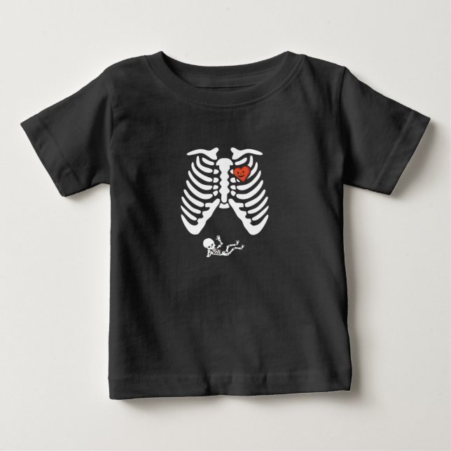 T-shirt Pour Bébé Grossesse squelette éffrayant Halloween bébé citro (Devant)