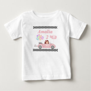 T-shirt Pour Bébé Grossissant deux Fast Pink Race Car Girl 2e annive