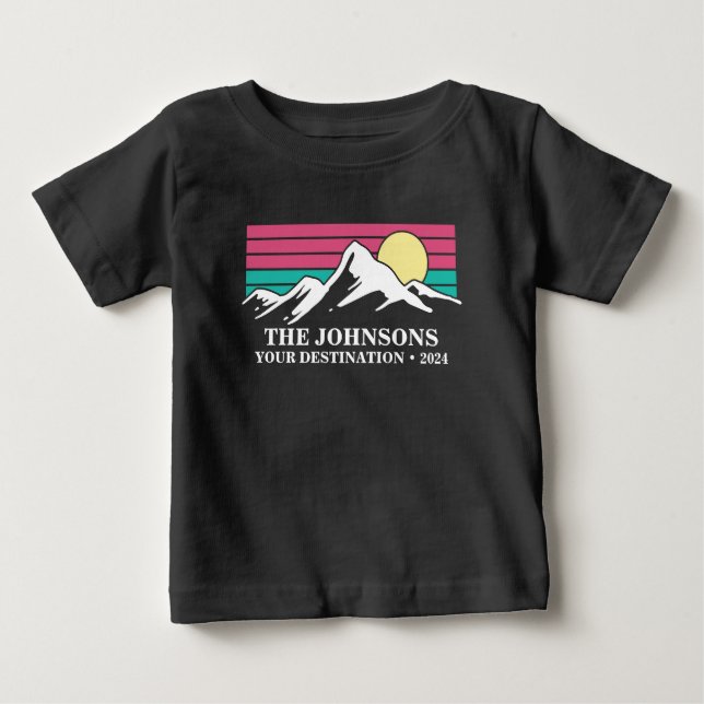 T-shirt Pour Bébé Groupe Camping familial sur mesure (Devant)