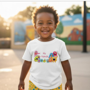 T-shirt Pour Bébé Groupe de Monstres Mignons 'Moi et Mes Amis'