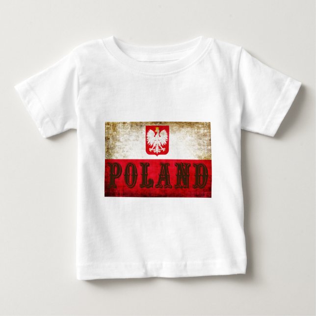 T-shirt Pour Bébé Grunge du drapeau polonais (Devant)