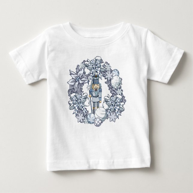 T-shirt Pour Bébé Guirlande de casse-noix de Noël blanc (Devant)