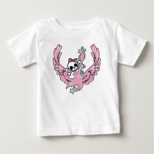 T-shirt Pour Bébé Guitare ailée avec un mignon crâne