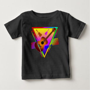 T-shirt Pour Bébé Guitare Colorée Rétro
