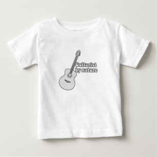 T-shirt Pour Bébé Guitariste de nature. Guitare rétro noir et blanc