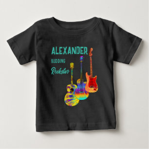 T-shirt Pour Bébé guitariste de rockstar guitares colorées