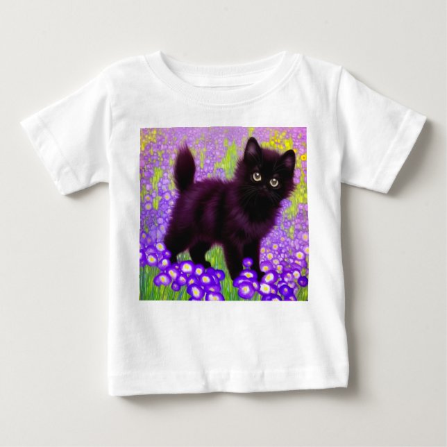 T-shirt Pour Bébé Gustav Klimt Black Kitten (Devant)