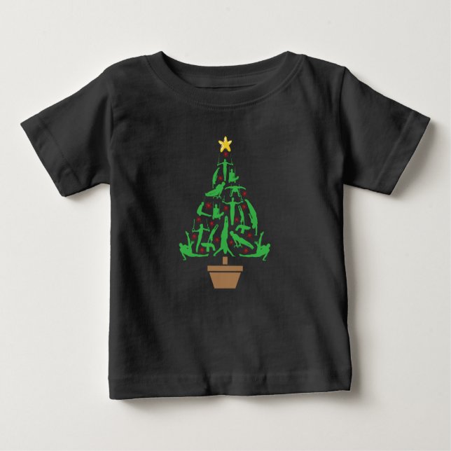 T-shirt Pour Bébé Gymnastique masculine Arbre de Noël (Devant)
