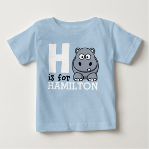 T-shirt Pour Bébé H est pour le nom d'hippopotame et d'enfants