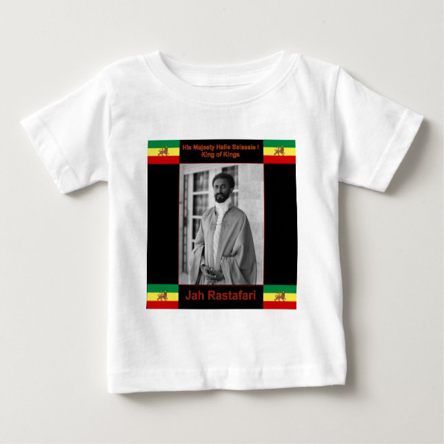 T-shirt Pour Bébé Haile Selassie le lion de Judah, Jah Rastafari (Devant)
