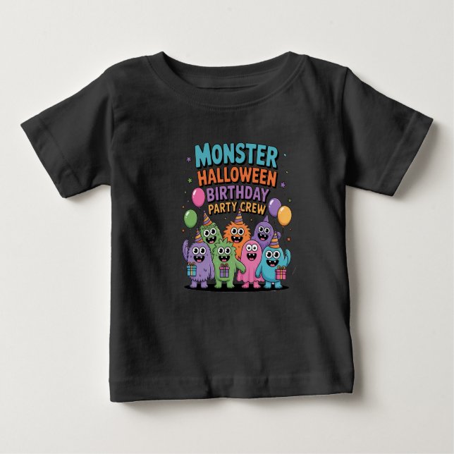 T-SHIRT POUR BÉBÉ HALLOWEEN ANNIVERSAIRE MONSTERS (Devant)