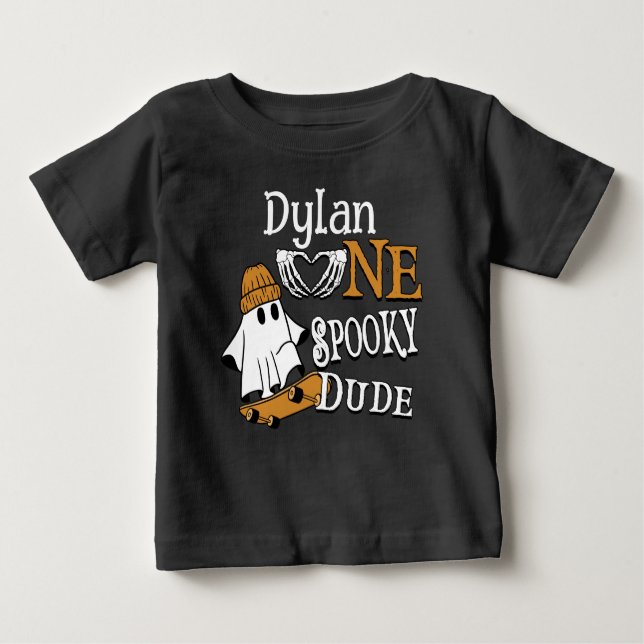 T-shirt Pour Bébé Halloween Black One Éffrayant Dude 1er Anniversair (Devant)