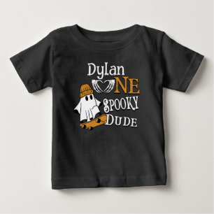 T-shirt Pour Bébé Halloween Black One Spooky Dude 1er Anniversaire