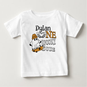 T-shirt Pour Bébé Halloween Blanc Un Mec Effrayant 1er Anniversaire