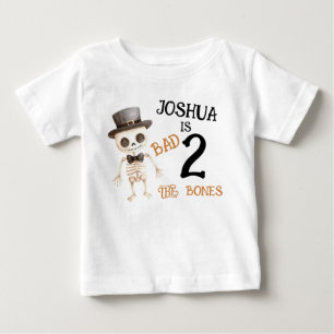 T-shirt Pour Bébé Halloween Brun Mauvais Jusqu'au Bout des Os 2ème A
