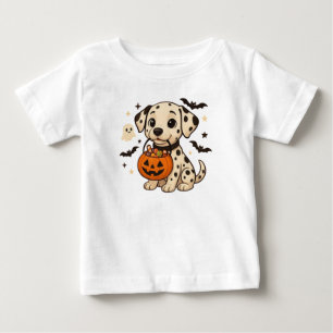 T-shirt Pour Bébé Halloween Chien Dalmatien Trick ou traitement