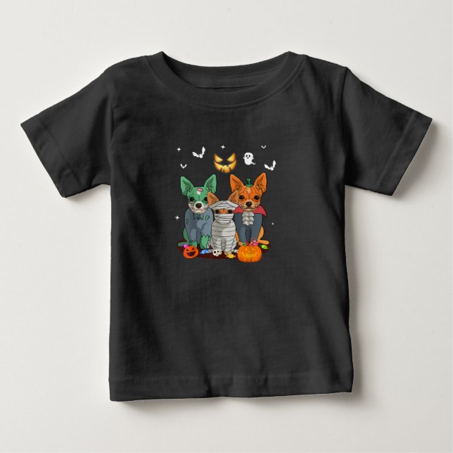 T-shirt Pour Bébé Halloween Chihuahua Chien sorcier mignon cadeau Da (Devant)