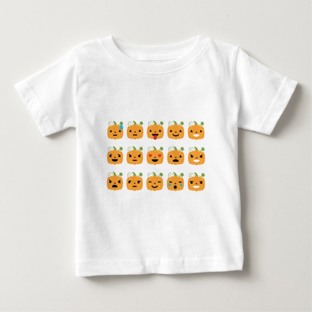 T-shirt Pour Bébé halloween citrouille emojis (Devant)