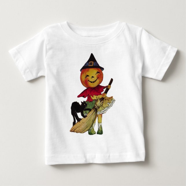 T-shirt Pour Bébé Halloween Citrouille Head sorcier Kid's Long Sleev (Devant)