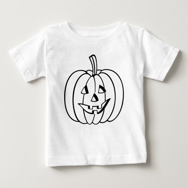 T-shirt Pour Bébé Halloween Citrouille Jack-O-Lantern couleur (Devant)
