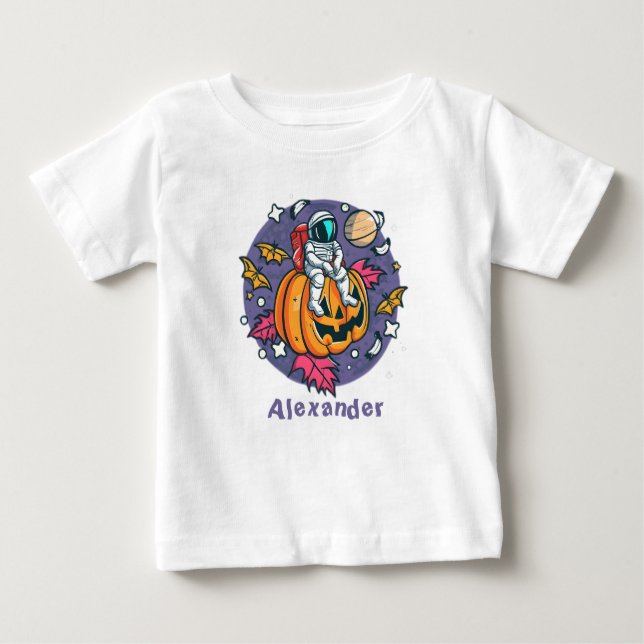 T-shirt Pour Bébé Halloween Citrouille personnalisé (Devant)