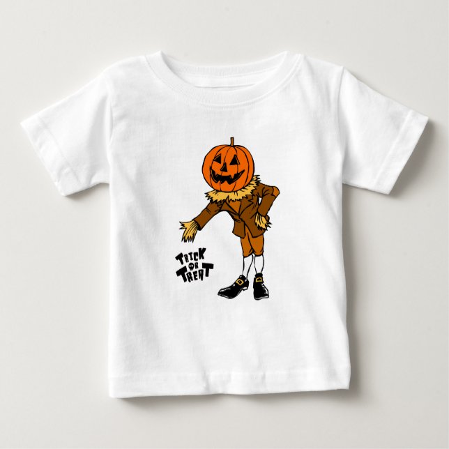 T-shirt Pour Bébé HALLOWEEN citrouille tour ou traitement (Devant)