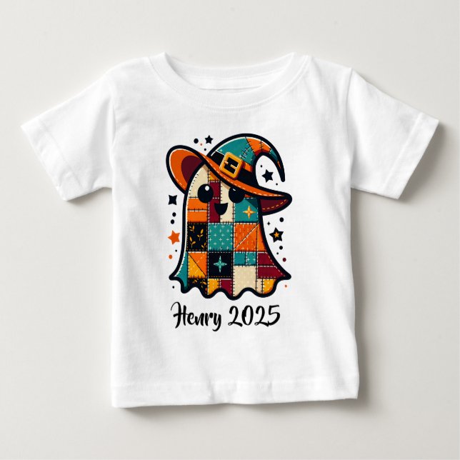 T-shirt Pour Bébé Halloween Cute Patchwork personnalisé (Devant)