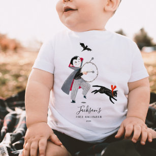 T-shirt Pour Bébé Halloween dracula gris bébé