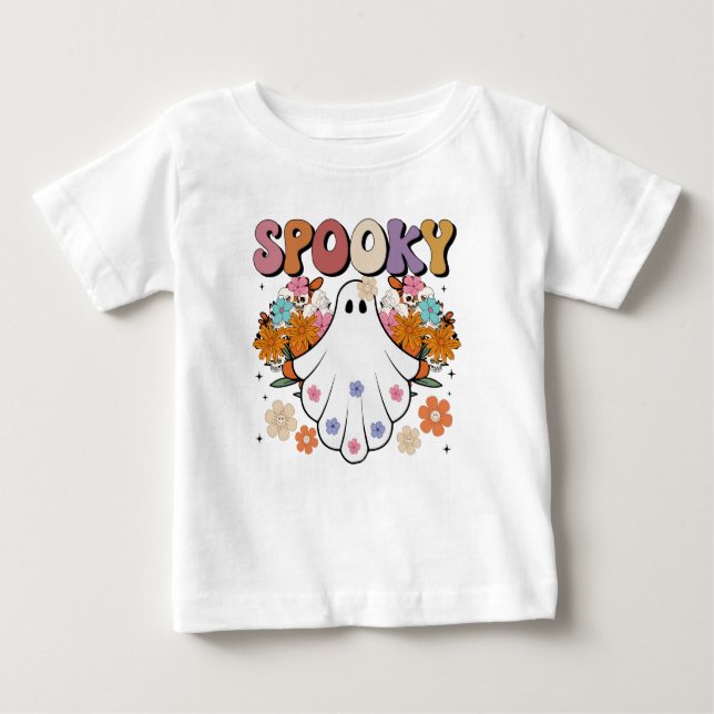 T-shirt Pour Bébé Halloween éffrayante et rétro (Devant)