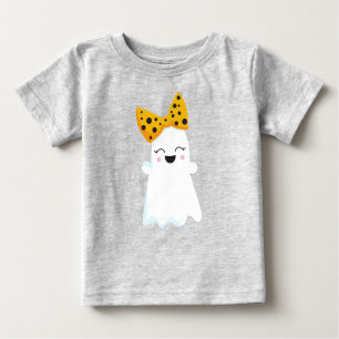 T-shirt Pour Bébé Halloween, Fantôme, Ruban, Bow, Bow, Tricot Ou Tra