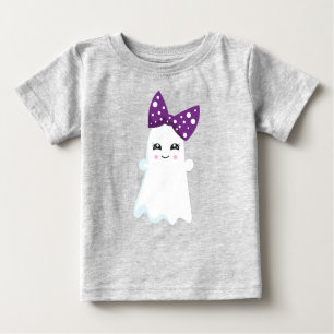 T-shirt Pour Bébé Halloween, Fantôme, Ruban, Bow, Tricoter Ou Traite