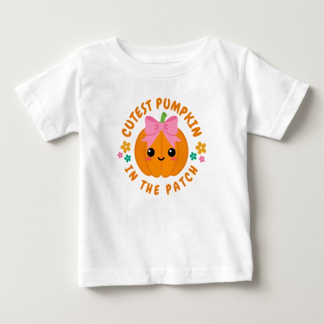 T-shirt Pour Bébé Halloween 'Le Citrouille Le Plus Fou Dans Le Patch (Devant)