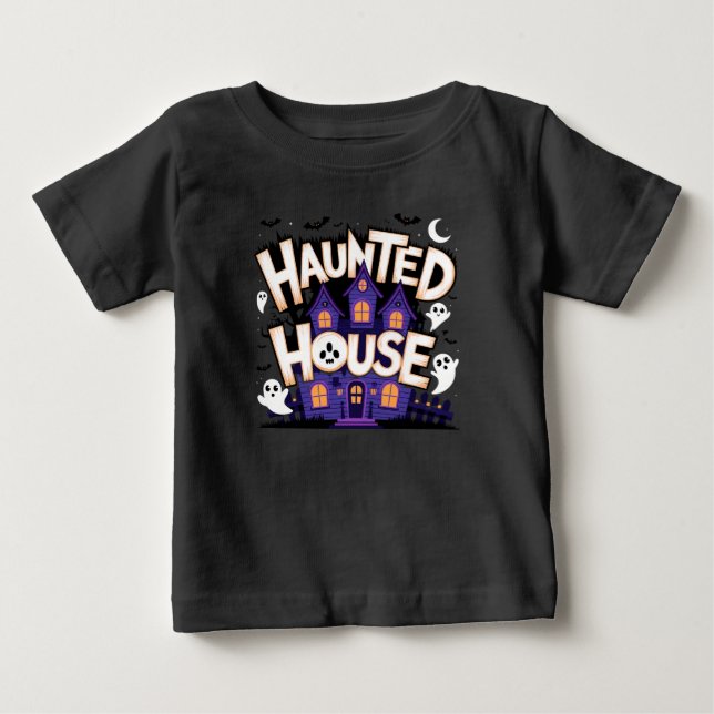 T-shirt Pour Bébé Halloween - Maison Hantée (Devant)