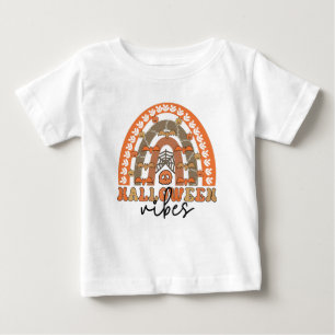 T-shirt Pour Bébé Halloween Vibes Boho Arc-en-ciel Automne Halloween