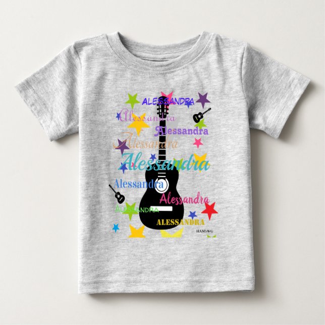 T-shirt Pour Bébé HAMbyWG - Conception de guitare avec étoiles (Devant)