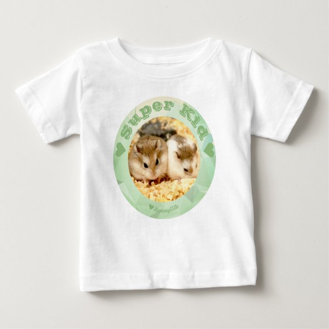 T-shirt Pour Bébé HammyVille - Joli hamster blanc Brown - Super Kids (Devant)