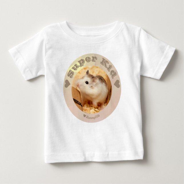 T-shirt Pour Bébé HammyVille - Joli hamster blanc Brown - Super Kids (Devant)