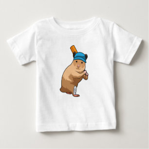 T-shirt Pour Bébé Hamster au cricket avec chauve-souris de cricket