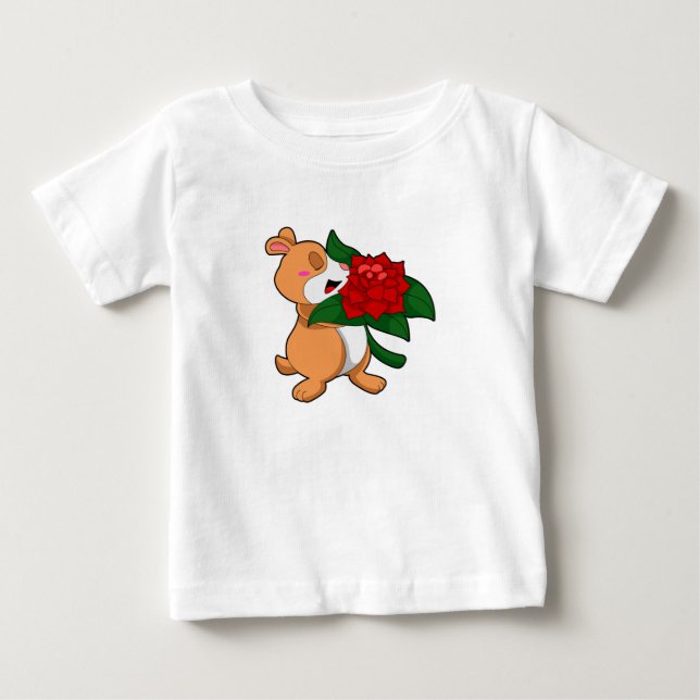 T-shirt Pour Bébé Hamster avec fleur rose (Devant)